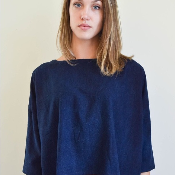 Osei Duro Box Top in Natural Indigo - Picture 2 of 6